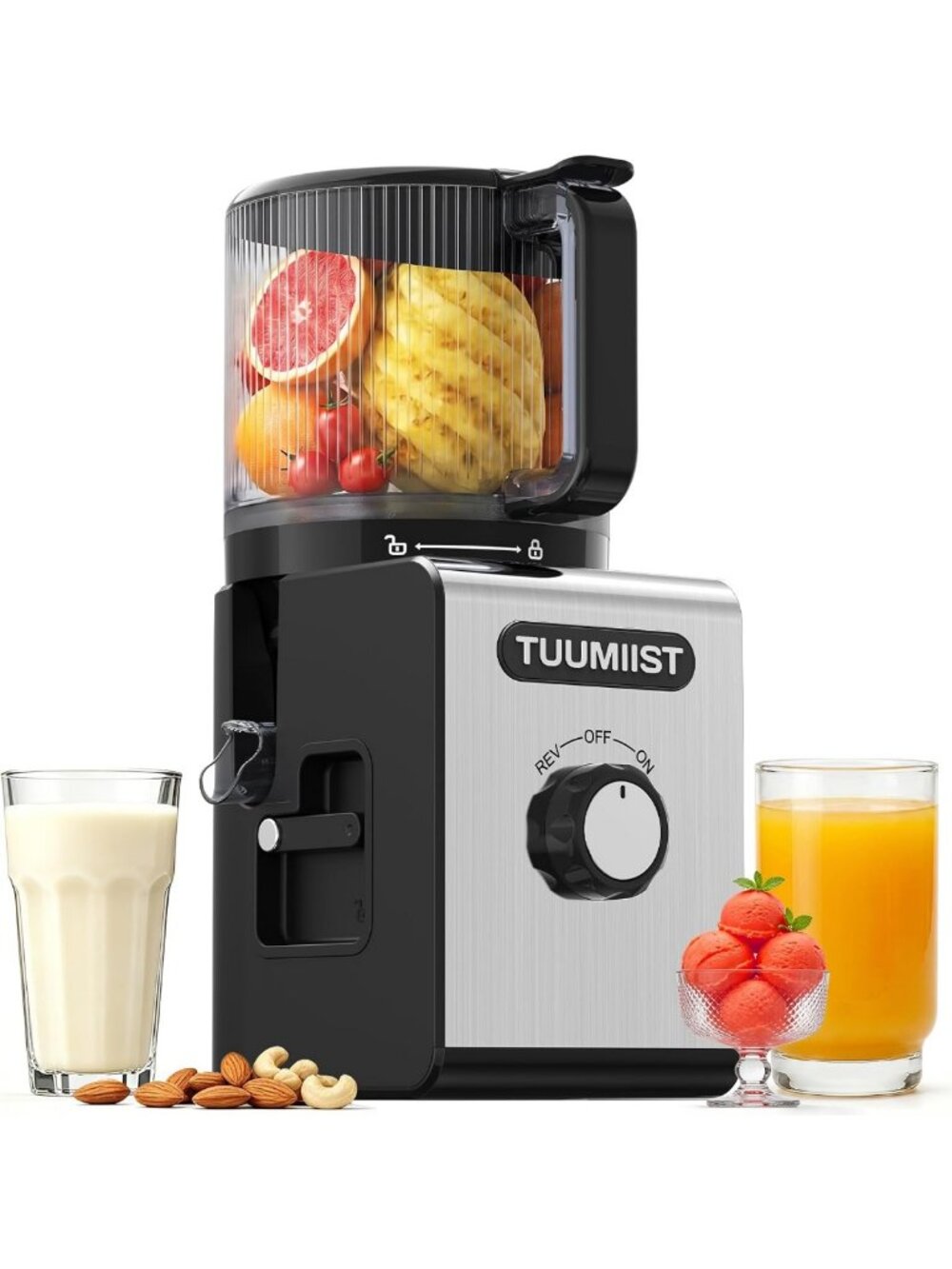 3-in-1 Juicer Machine for Fresh Juice, Sorbet & Nut Milk - Versatile Kitchen